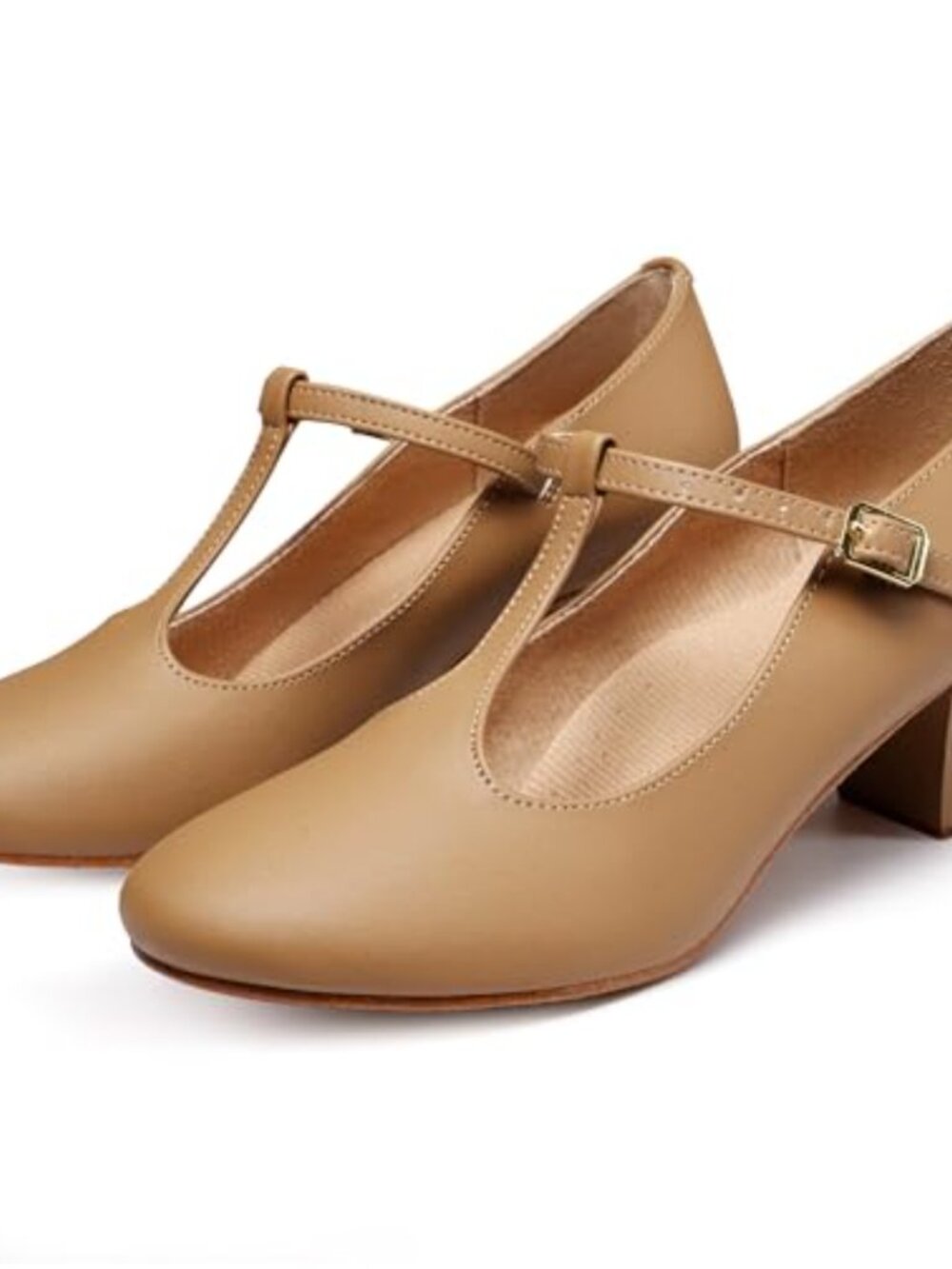 Women's T-Strap Dance Shoes Faux Leather Kitten Heel
